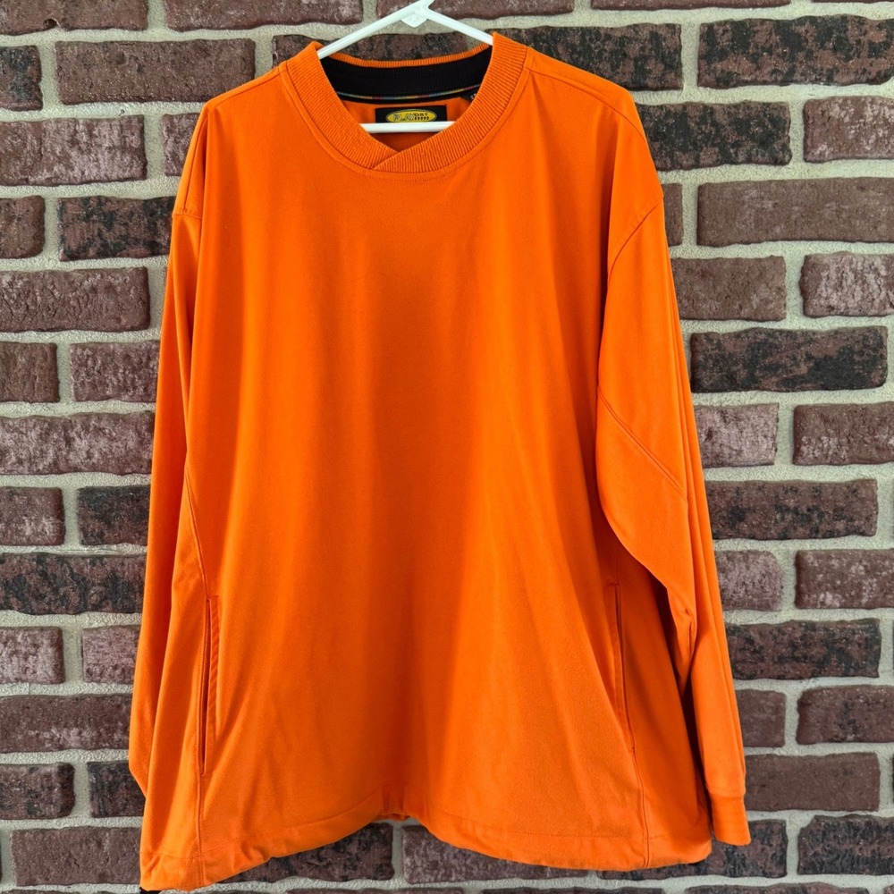 Greg Norman Play Dry Mens XL Orange Long Sleeve Pullover Pocket Top Golf Athlete